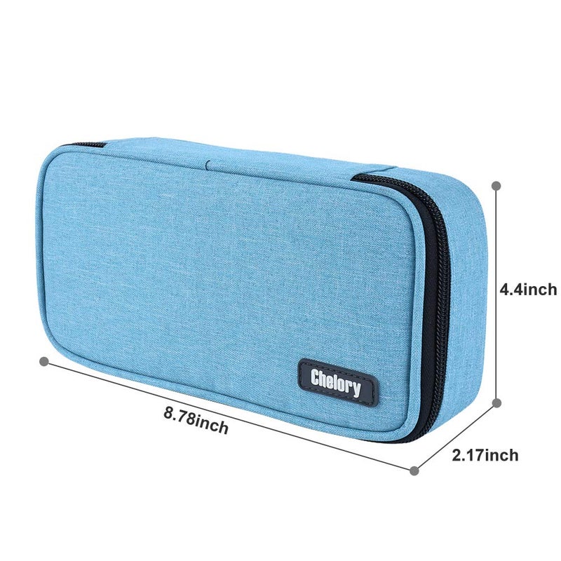 Chelory Big Pencil Case Large Capacity Pencil Bag Pouch Portable Pen Pencil Marker Cases Holder Multi Functional High Storage Office Stationery Organizer Supplies Men Women, Light Blue - Image 5